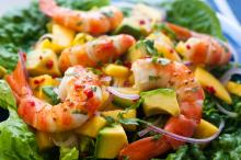 Mango or Peach Salad with Shrimp